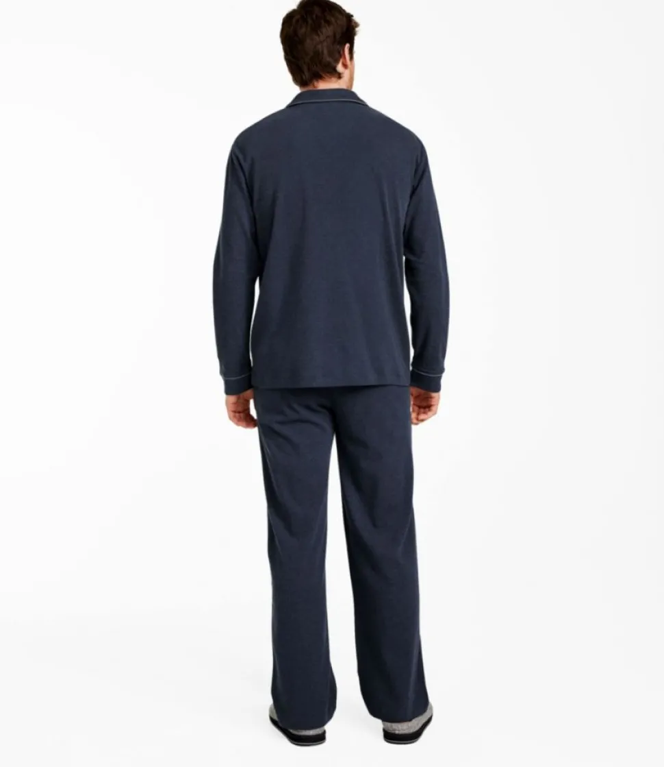 Discount L.L.Bean "Men's Bean's Cotton Knit Pajamas, Button-Front PJ Set"