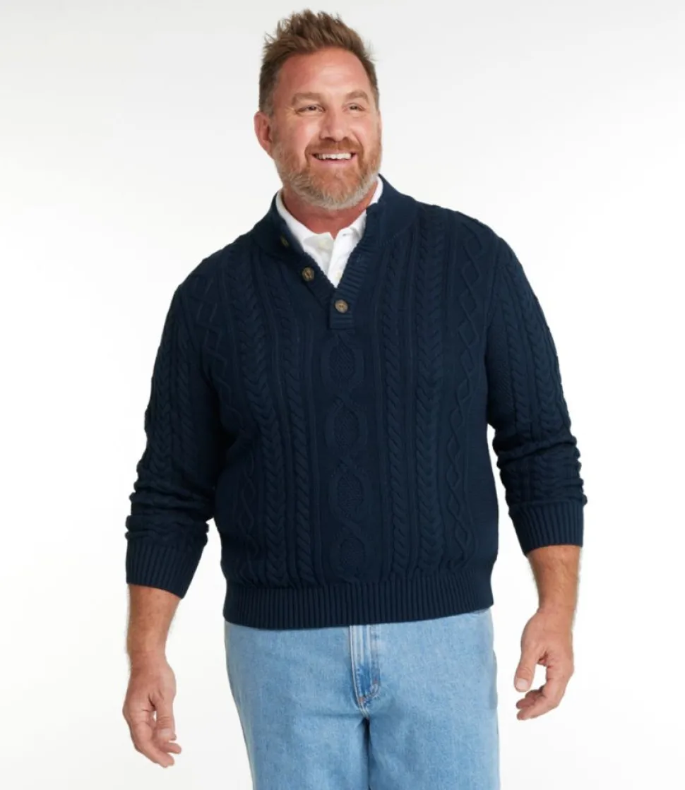 New L.L.Bean "Men's Bean's Heritage Soft Cotton Fisherman Sweater, Button-Mock"