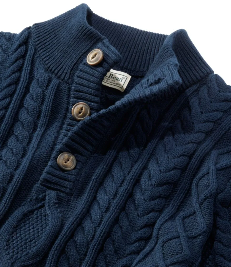 New L.L.Bean "Men's Bean's Heritage Soft Cotton Fisherman Sweater, Button-Mock"