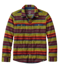 Discount L.L.Bean "Men's Bean's Sweater Fleece Shirt Jac, Print" BurgundyBrownStripe