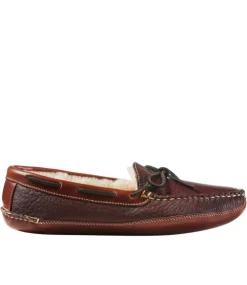 Flash Sale L.L.Bean "Men's Bison Double-Sole Slippers, Shearling-Lined" Raisin