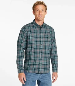 Best L.L.Bean "Men's Brushed Jaspé Twill Shirt, Plaid, Traditional Untucked Fit"