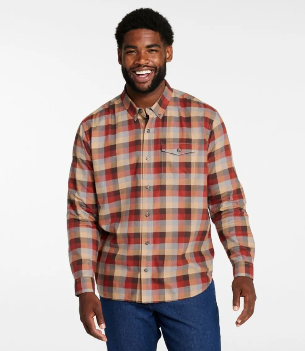 Best L.L.Bean "Men's Brushed Jaspé Twill Shirt, Plaid, Traditional Untucked Fit"