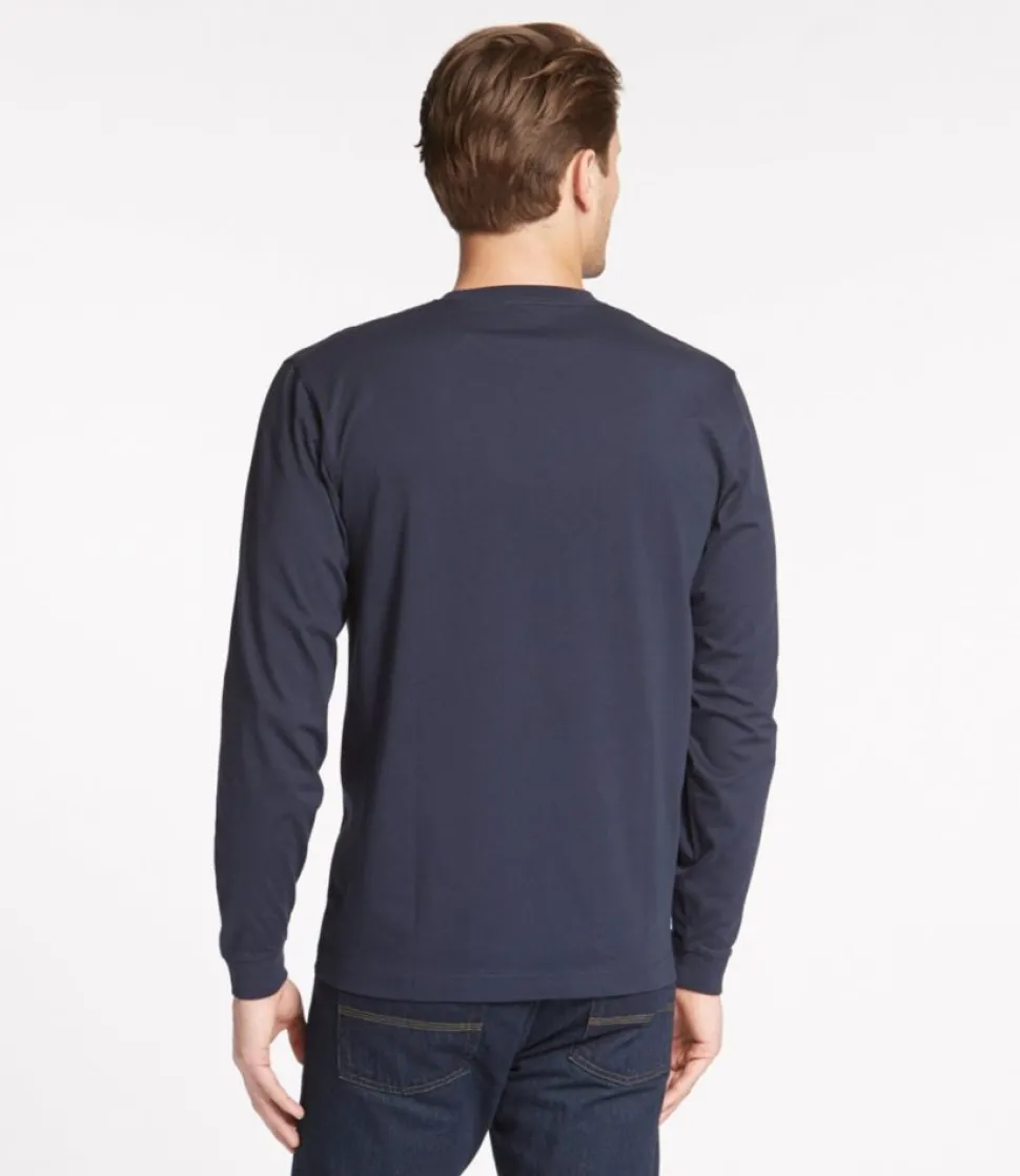 Sale L.L.Bean "Men's Carefree Unshrinkable Tee with Pocket, Traditional Fit, Long-Sleeve"