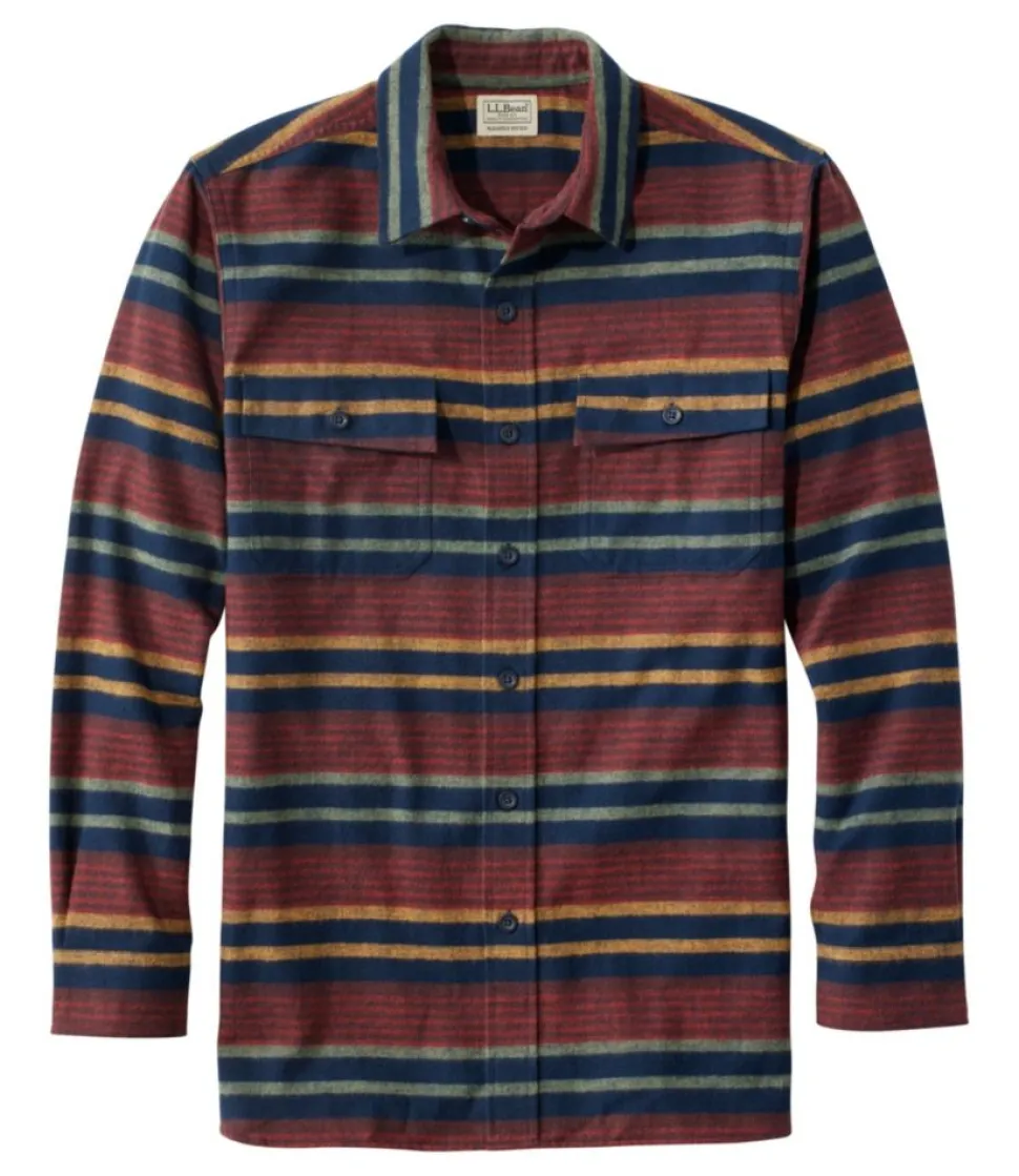 Cheap L.L.Bean "Men's Chamois Shirt, Slightly Fitted, Stripe" Navy