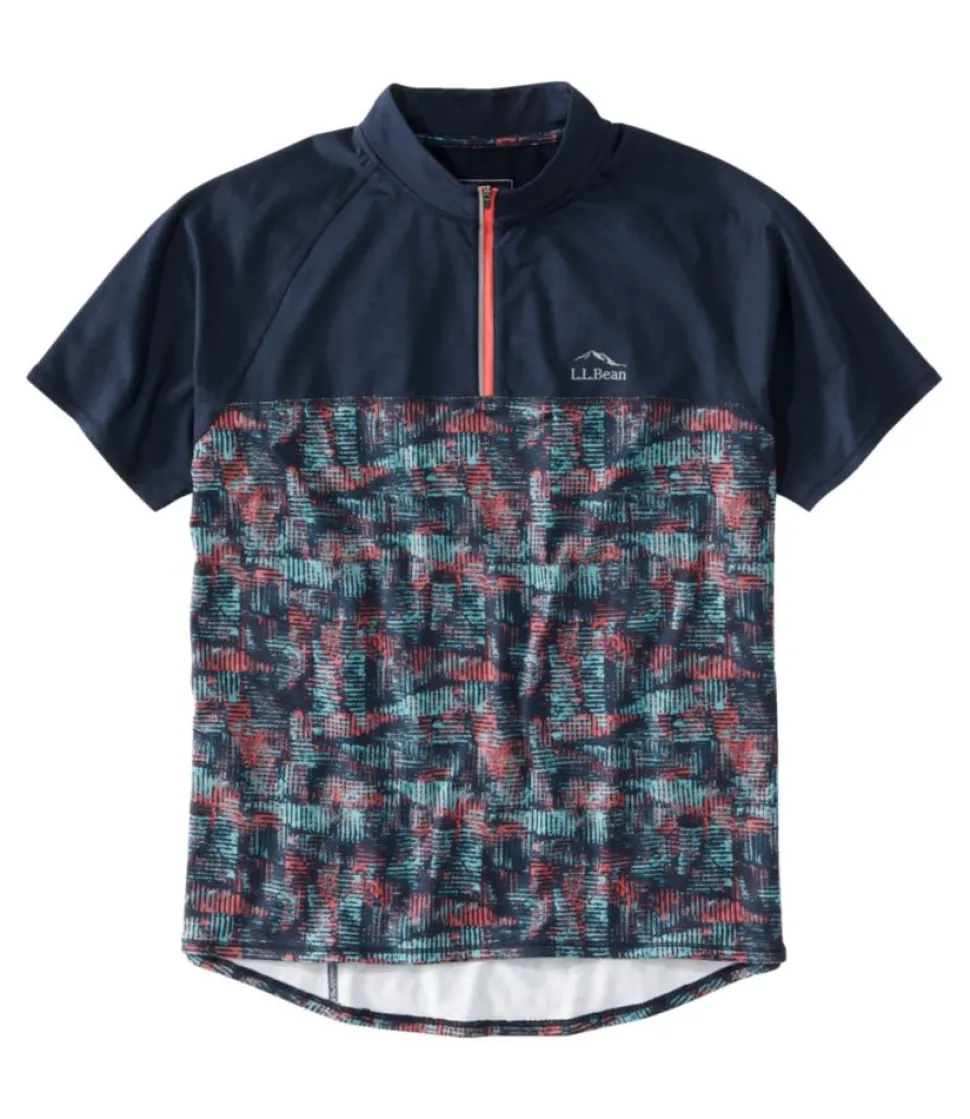 Cheap L.L.Bean "Men's Comfort Cycling Jersey, Short-Sleeve Print" ClassicNavyGeoPrint/ClassicNavy