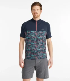 Cheap L.L.Bean "Men's Comfort Cycling Jersey, Short-Sleeve Print" ClassicNavyGeoPrint/ClassicNavy
