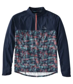Outlet L.L.Bean "Men's Comfort Cycling Jersey, Long-Sleeve Print" ClassicNavyGeoPrint/ClassicNavy