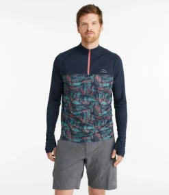 Outlet L.L.Bean "Men's Comfort Cycling Jersey, Long-Sleeve Print" ClassicNavyGeoPrint/ClassicNavy