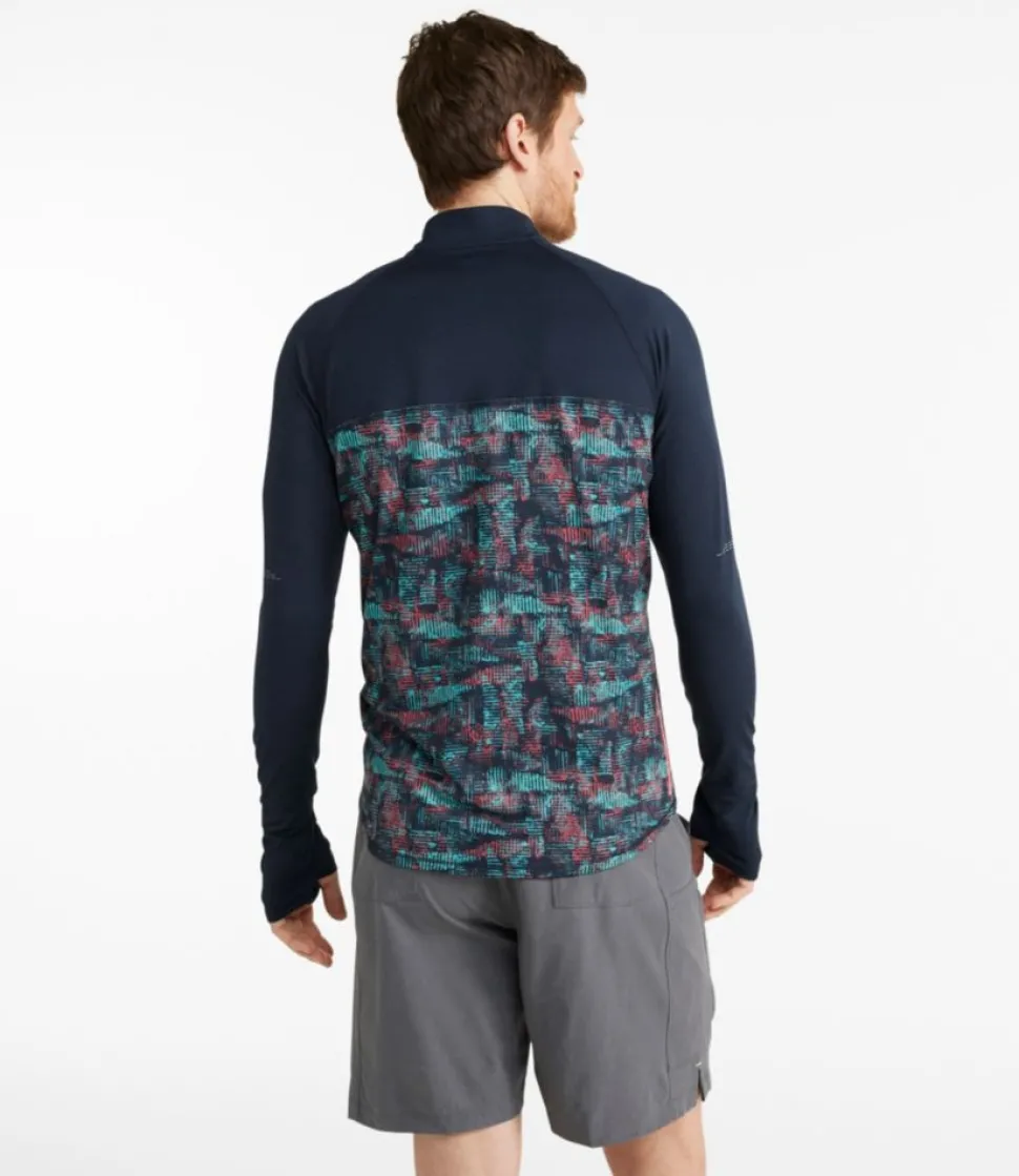 Outlet L.L.Bean "Men's Comfort Cycling Jersey, Long-Sleeve Print" ClassicNavyGeoPrint/ClassicNavy