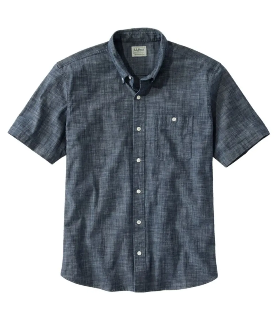 Outlet L.L.Bean "Men's Comfort Stretch Chambray Shirt, Traditional Untucked Fit, Short-Sleeve"