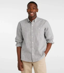 Store L.L.Bean "Men's Comfort Stretch Chambray Shirt, Traditional Untucked Fit, Long-Sleeve, Stripe" ClassicNavy