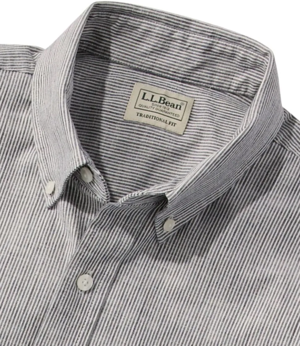 Store L.L.Bean "Men's Comfort Stretch Chambray Shirt, Traditional Untucked Fit, Long-Sleeve, Stripe" ClassicNavy