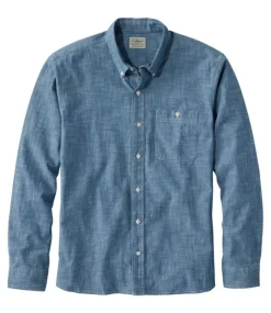 Best Sale L.L.Bean "Men's Comfort Stretch Chambray Shirt, Long-Sleeve, Slightly Fitted Untucked Fit"