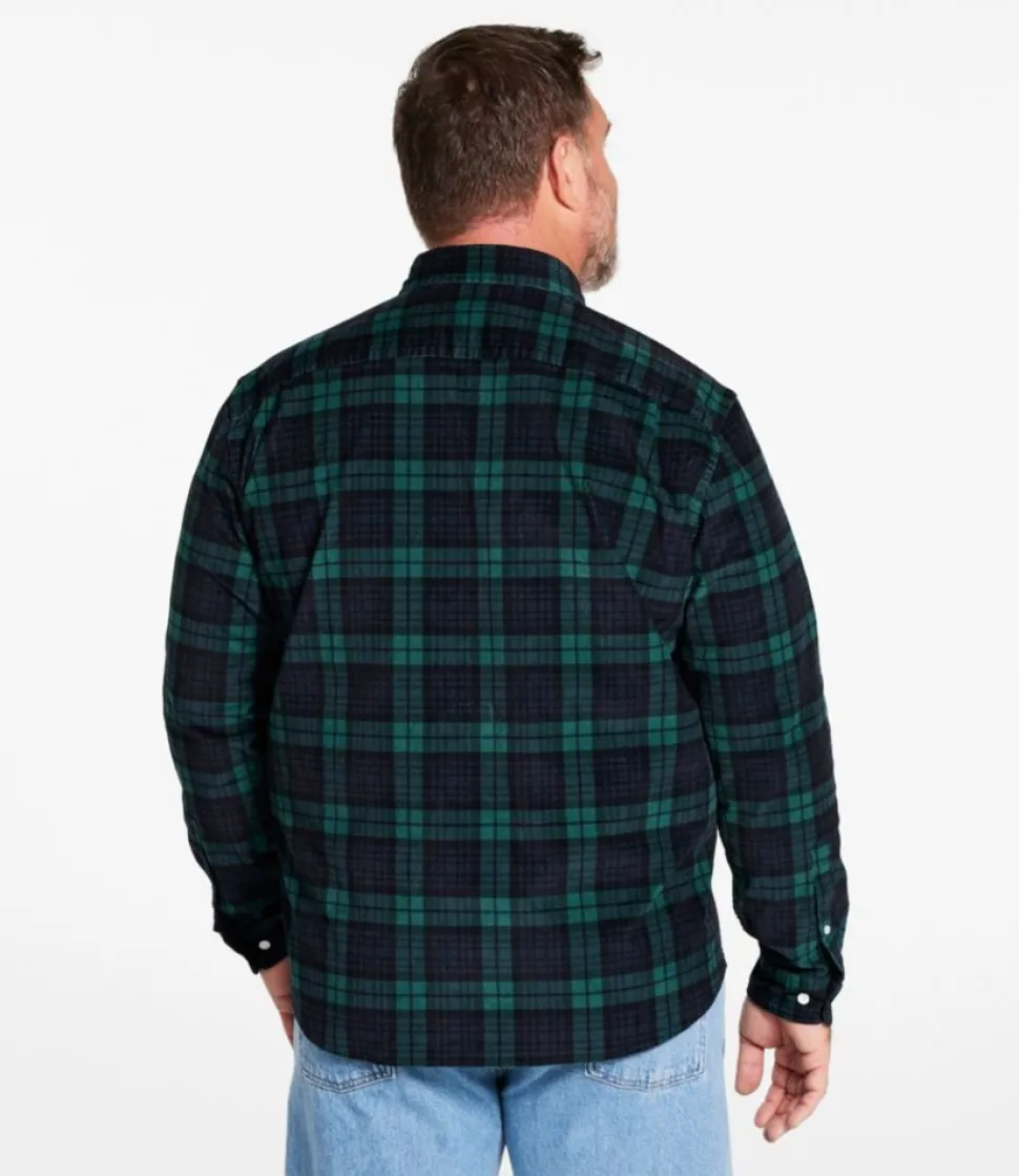 New L.L.Bean "Men's Comfort Stretch Corduroy Shirt, Long-Sleeve, Traditional Untucked Fit, Print" Blackwatch