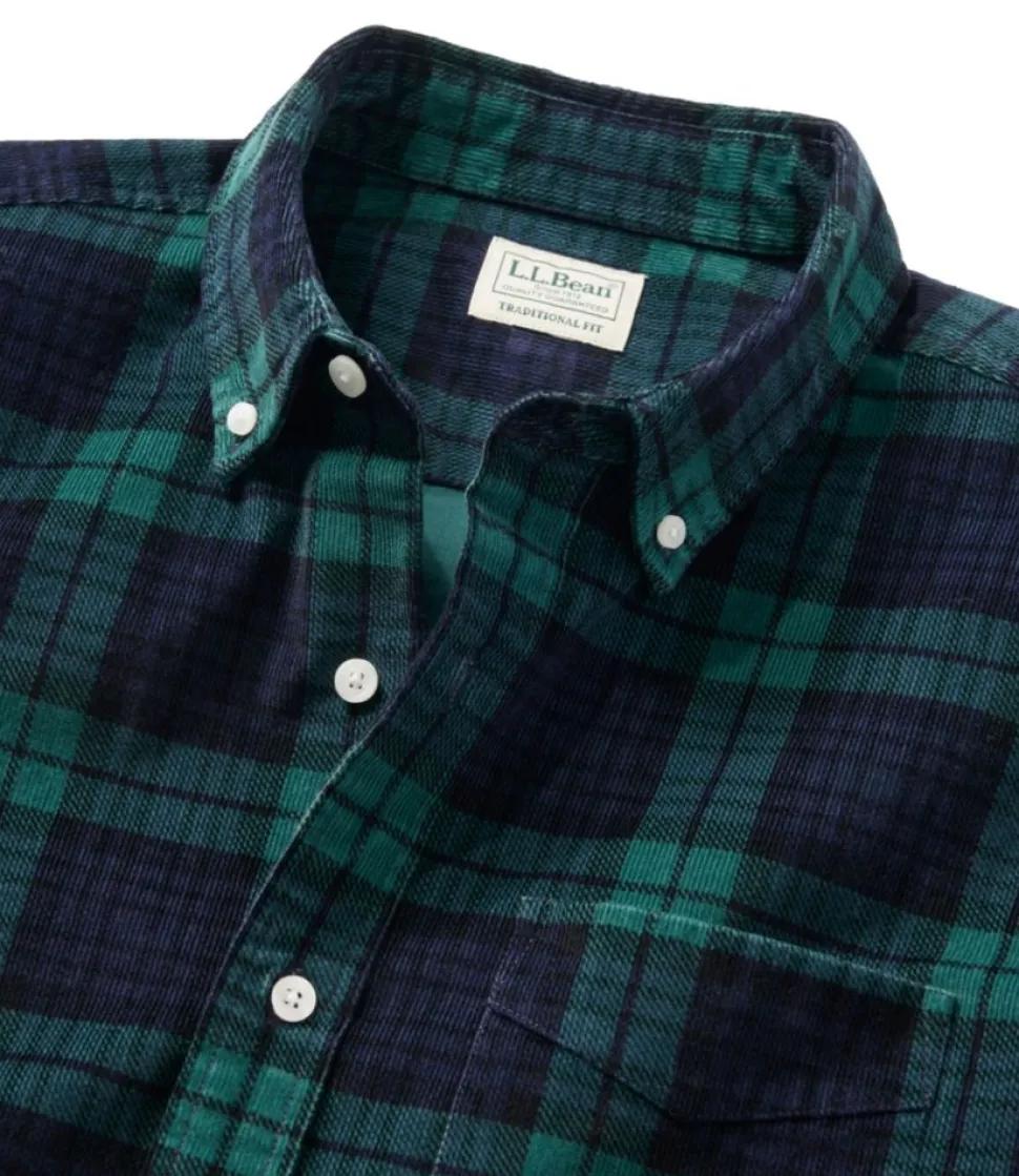 New L.L.Bean "Men's Comfort Stretch Corduroy Shirt, Long-Sleeve, Traditional Untucked Fit, Print" Blackwatch