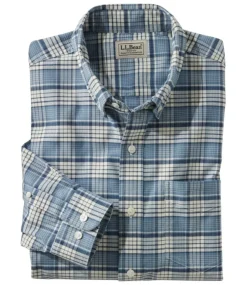 Fashion L.L.Bean "Men's Comfort Stretch Oxford Shirt, Slightly Fitted Untucked Fit, Plaid"