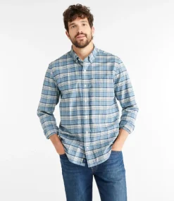 Sale L.L.Bean "Men's Comfort Stretch Oxford Shirt, Traditional Untucked Fit, Plaid"