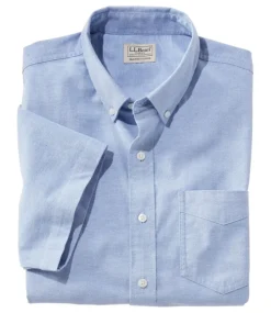 Clearance L.L.Bean "Men's Comfort Stretch Oxford Shirt, Slightly Fitted Untucked Fit, Short-Sleeve"