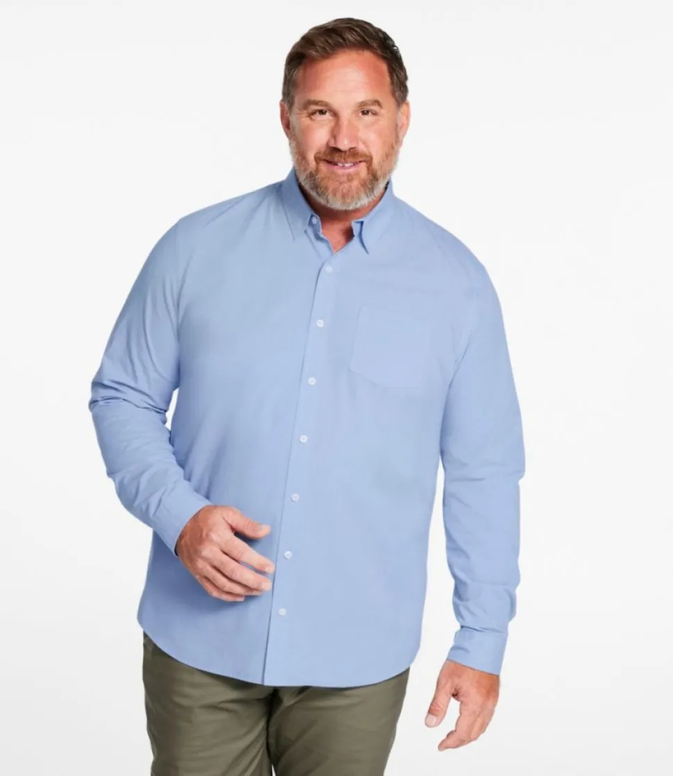 New L.L.Bean "Men's Comfort Stretch Performance Shirt, Long-Sleeve, Slightly Fitted Untucked Fit, Chambray"