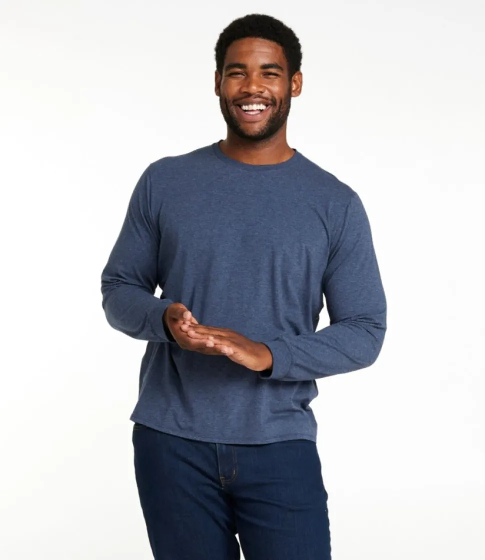 Fashion L.L.Bean "Men's Comfort Stretch Pima Tee Shirt, Long-Sleeve"