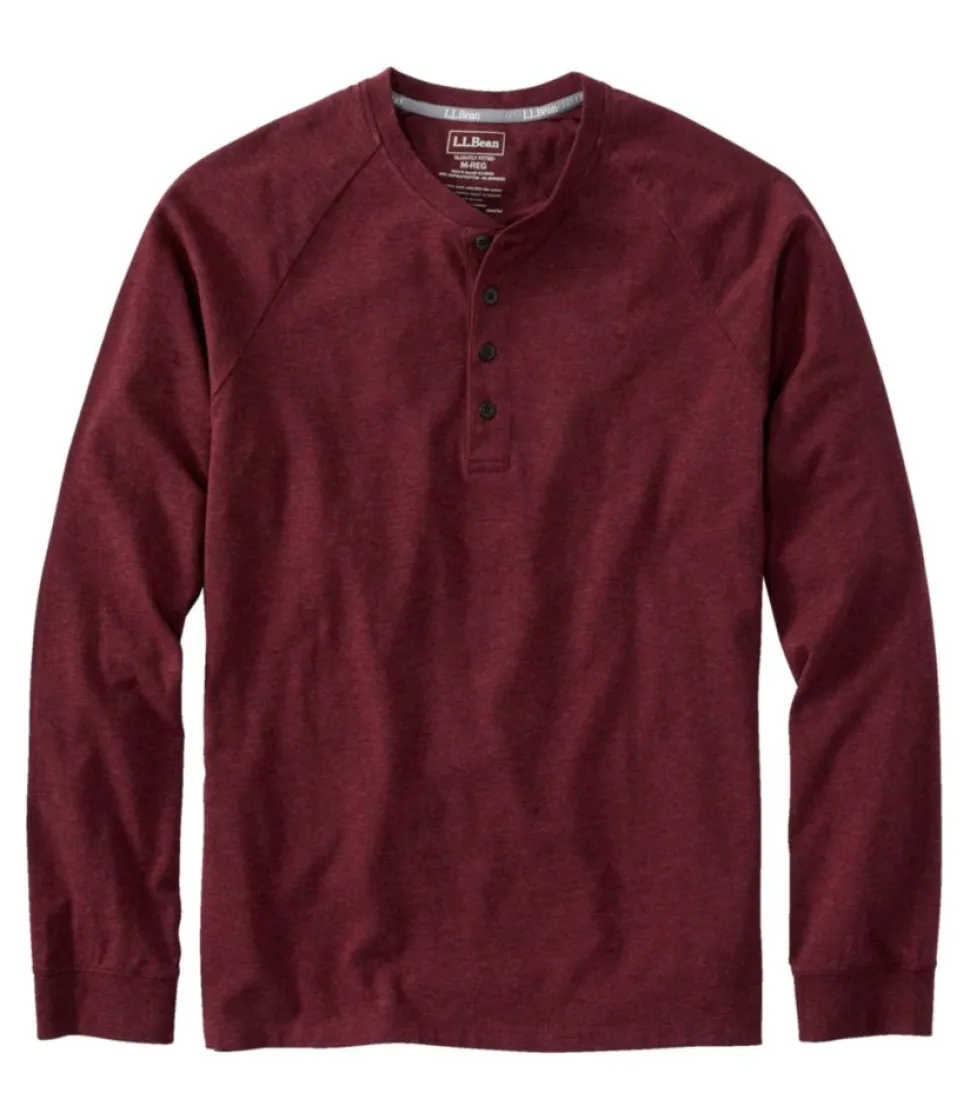 Outlet L.L.Bean "Men's Comfort Stretch Pima Tee Shirt, Long-Sleeve Henley"