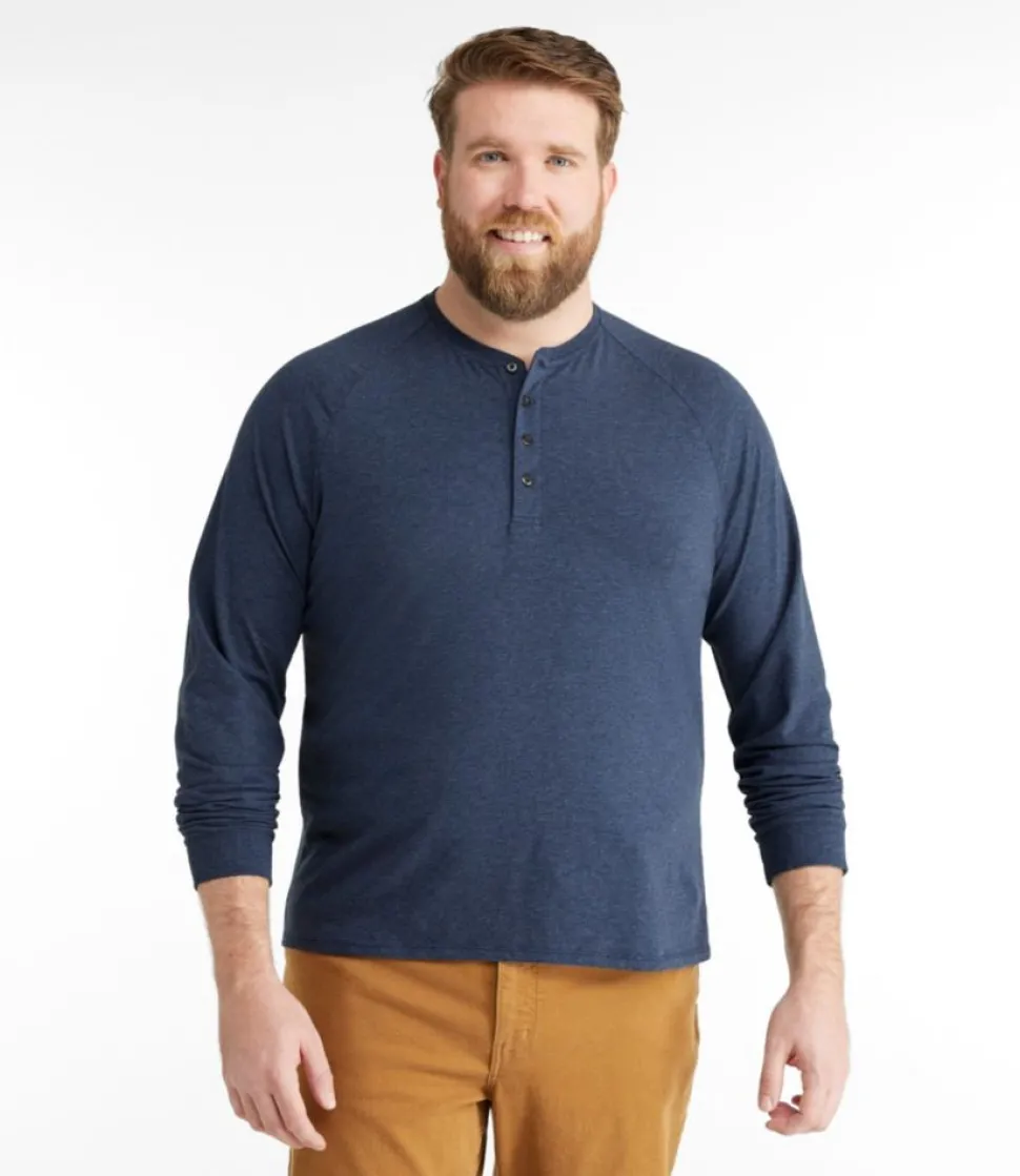 Outlet L.L.Bean "Men's Comfort Stretch Pima Tee Shirt, Long-Sleeve Henley"