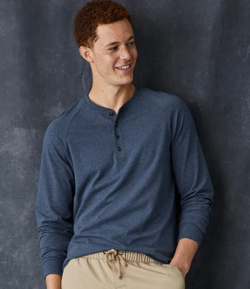 Outlet L.L.Bean "Men's Comfort Stretch Pima Tee Shirt, Long-Sleeve Henley"