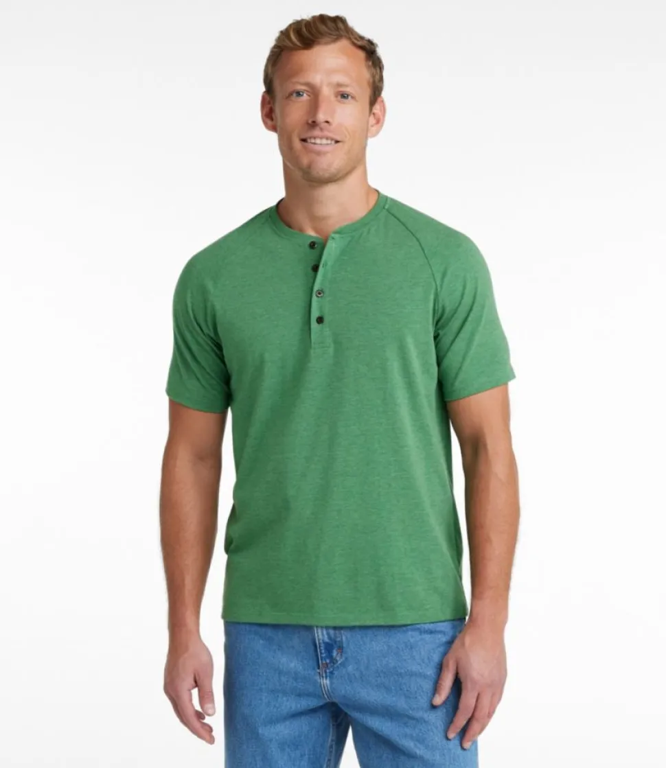 Clearance L.L.Bean "Men's Comfort Stretch Pima Tee Shirt, Short-Sleeve Henley"