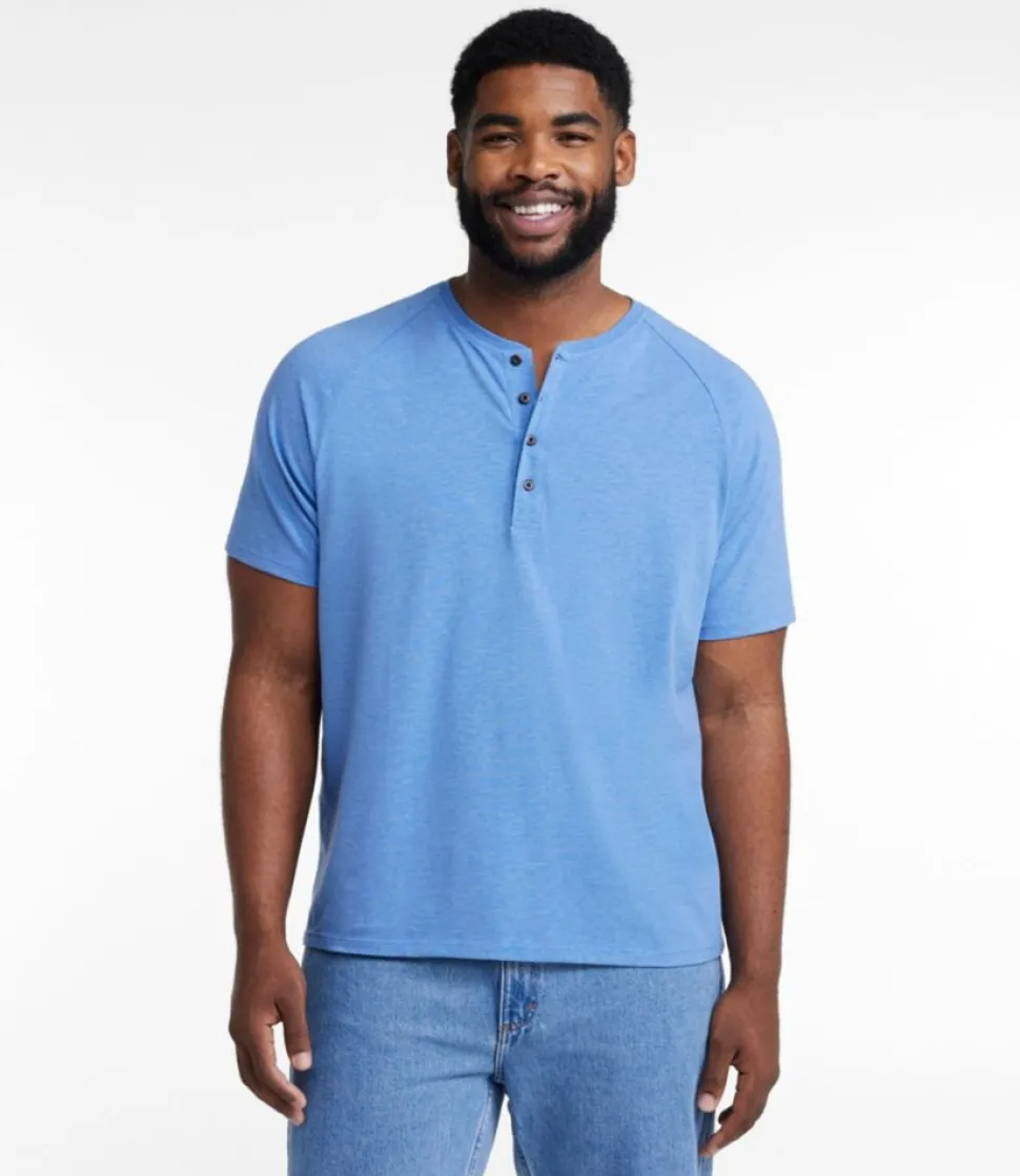 Clearance L.L.Bean "Men's Comfort Stretch Pima Tee Shirt, Short-Sleeve Henley"