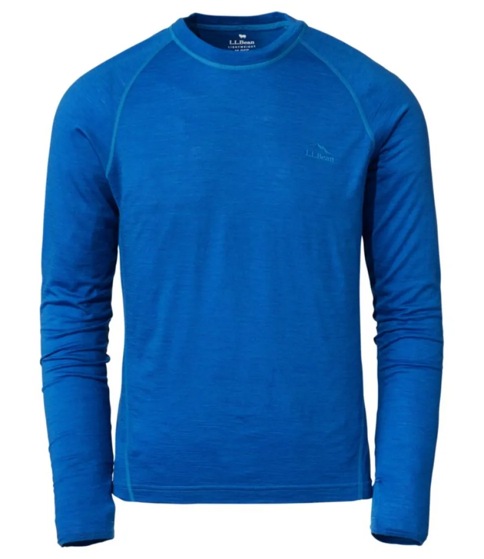 New L.L.Bean "Men's Cresta Ultralight 150 Crew Top, Stripe" RegattaBlue/GlacierBlue