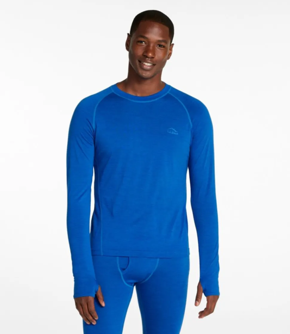 New L.L.Bean "Men's Cresta Ultralight 150 Crew Top, Stripe" RegattaBlue/GlacierBlue