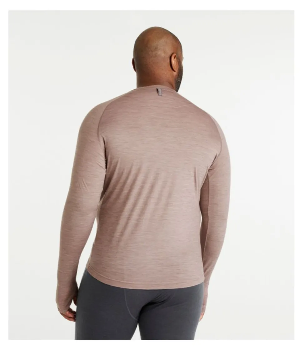 New L.L.Bean "Men's Cresta Ultralight 150 Crew Top, Stripe" RegattaBlue/GlacierBlue
