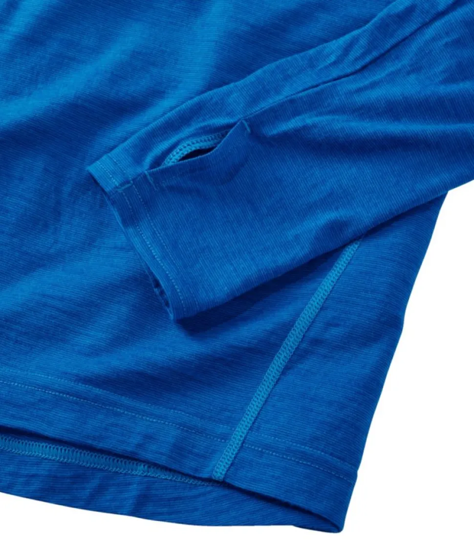 New L.L.Bean "Men's Cresta Ultralight 150 Crew Top, Stripe" RegattaBlue/GlacierBlue