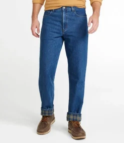 Shop L.L.Bean "Men's Double L® Jeans, Natural Fit, Flannel-Lined" Stonewashed