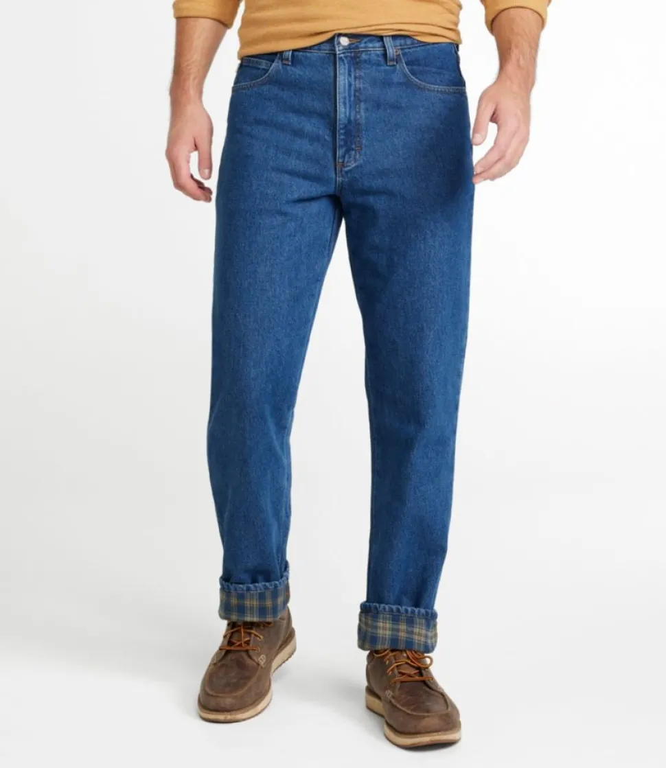 Shop L.L.Bean "Men's Double L® Jeans, Natural Fit, Flannel-Lined" Stonewashed