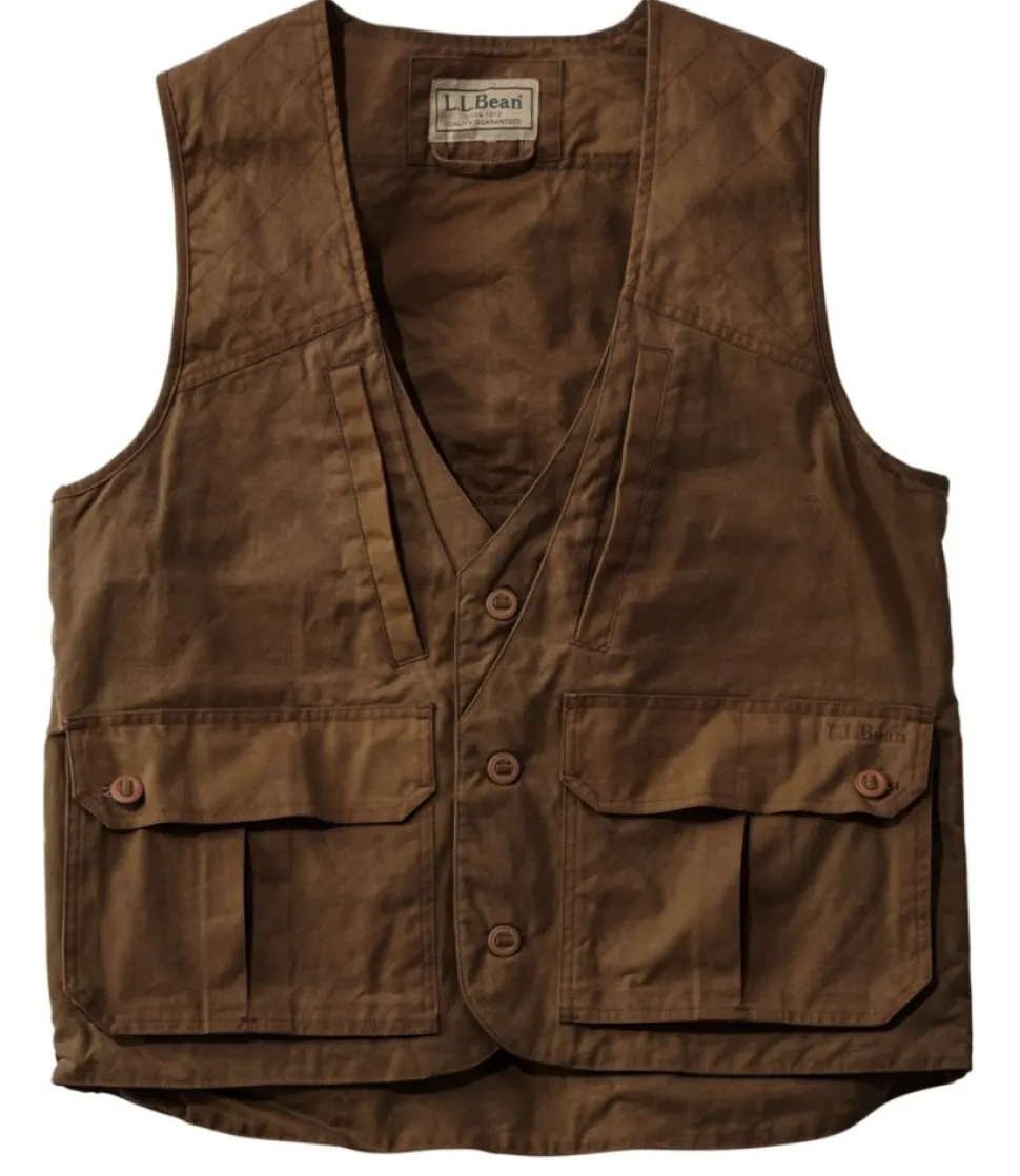 Discount L.L.Bean "Men's Double L Waxed-Cotton Upland Vest" MapleBrown