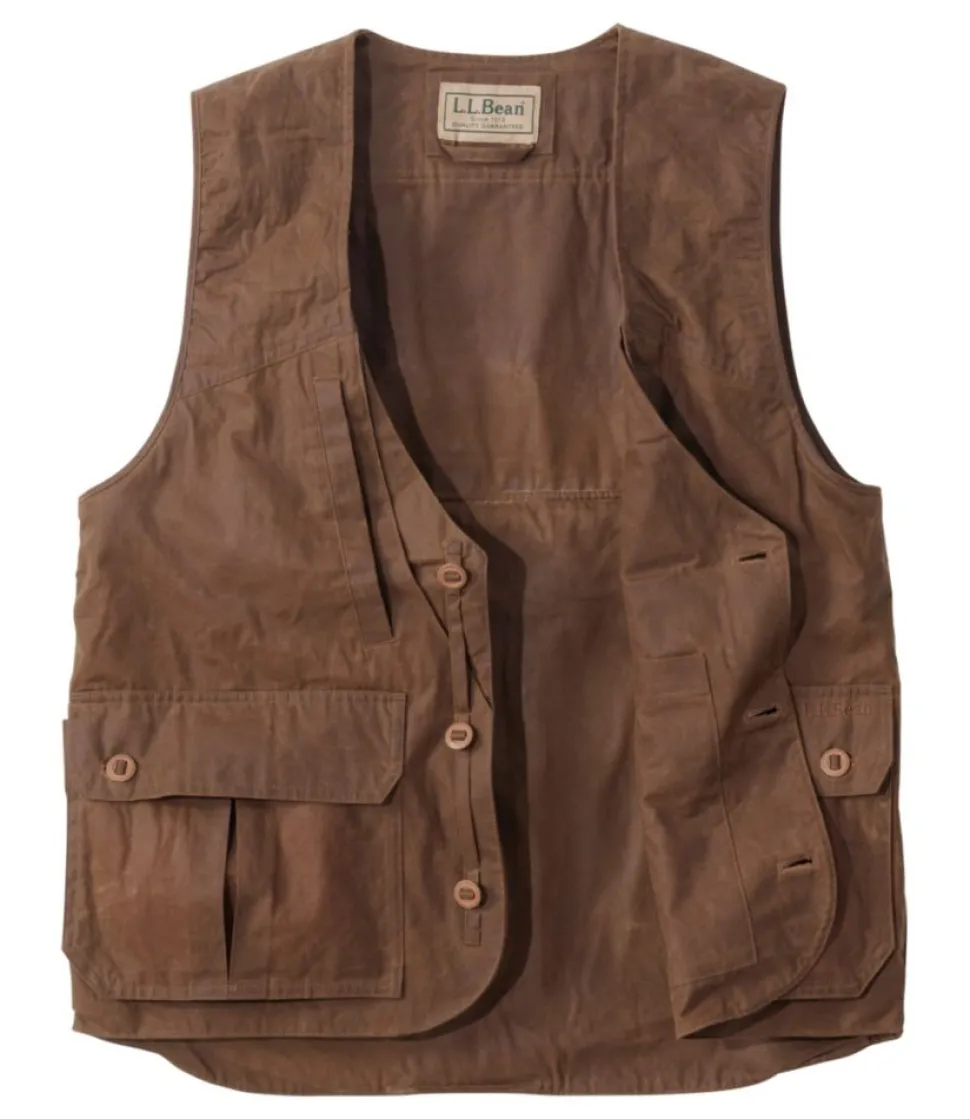Discount L.L.Bean "Men's Double L Waxed-Cotton Upland Vest" MapleBrown
