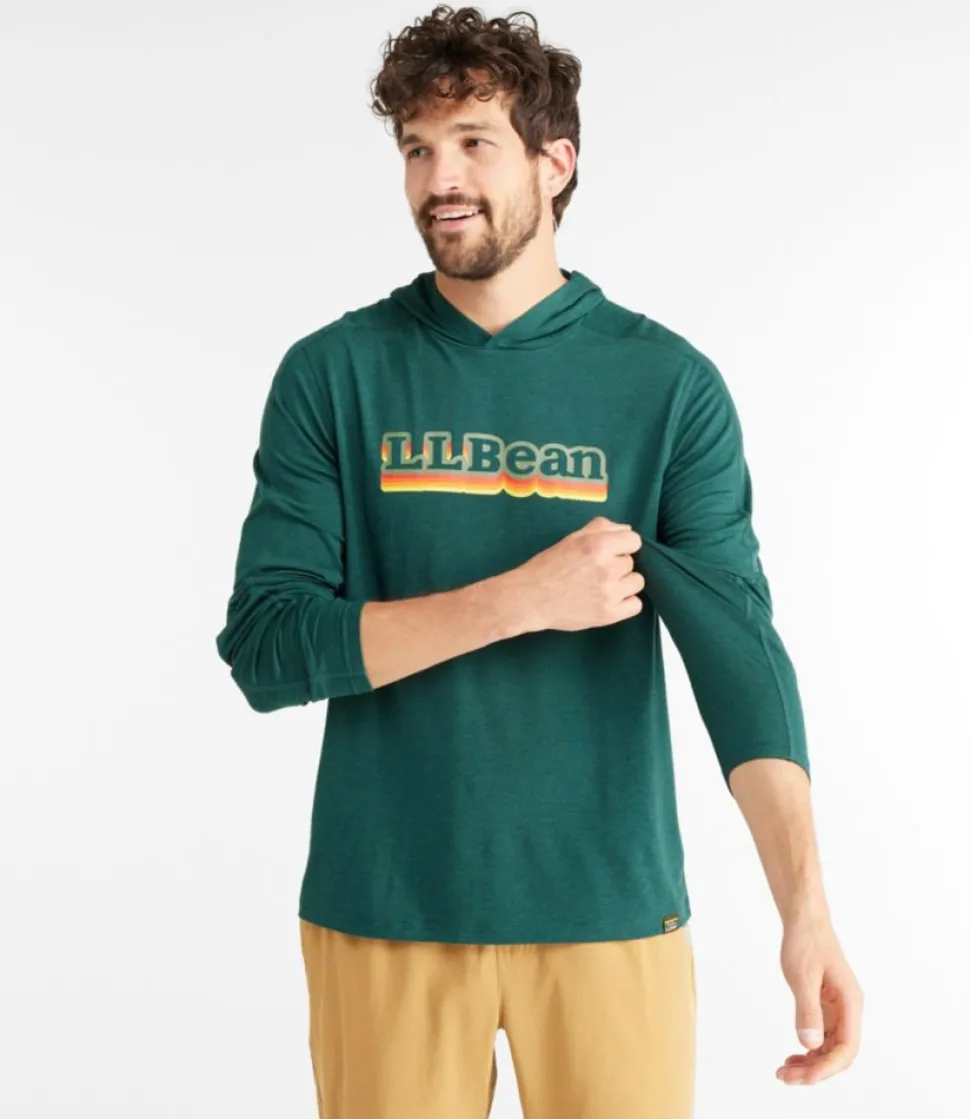 Outlet L.L.Bean "Men's Everyday SunSmart® Hooded Tee, Long-Sleeve Graphic" DarkPineLogo