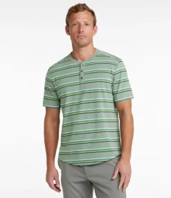 Store L.L.Bean "Men's Explorer Slub Tee, Short-Sleeve Henley Stripe" FadedSageStripe