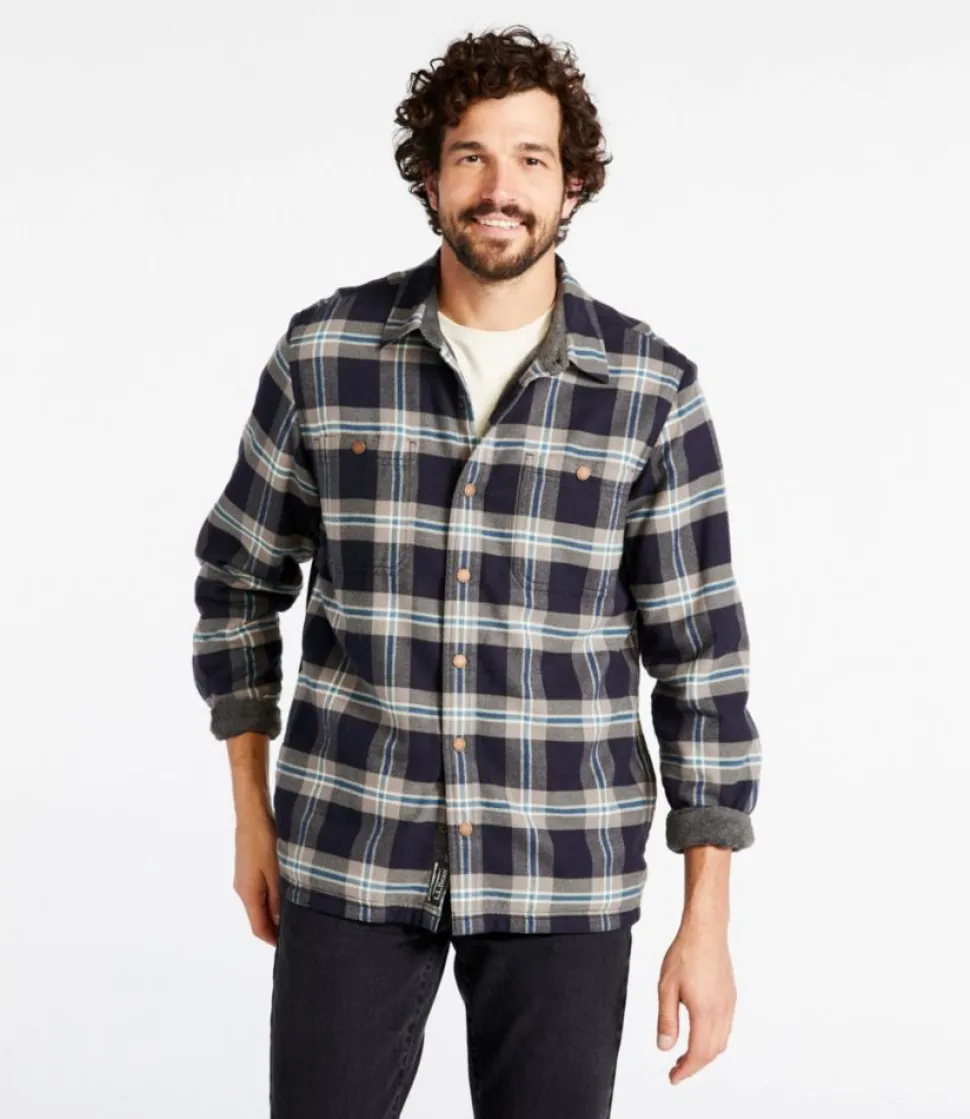 Shop L.L.Bean "Men's Fleece-Lined Flannel Shirt, Snap Front, Slightly Fitted"