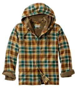 Cheap L.L.Bean "Men's Fleece-Lined Flannel Shirt, Hooded Snap Front, Slightly Fitted"