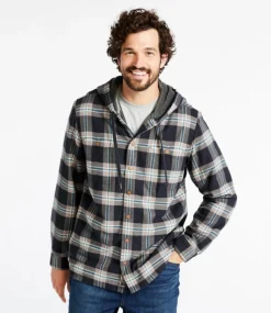 Cheap L.L.Bean "Men's Fleece-Lined Flannel Shirt, Hooded Snap Front, Slightly Fitted"