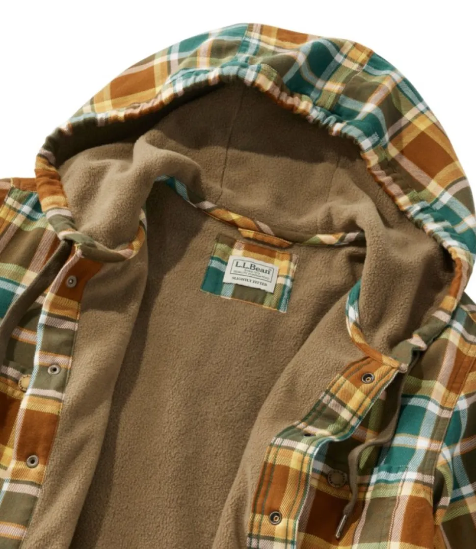 Cheap L.L.Bean "Men's Fleece-Lined Flannel Shirt, Hooded Snap Front, Slightly Fitted"