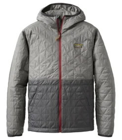 Discount L.L.Bean "Men's Katahdin Insulated Hoodie, Colorblock" Graphite/ShaleGray