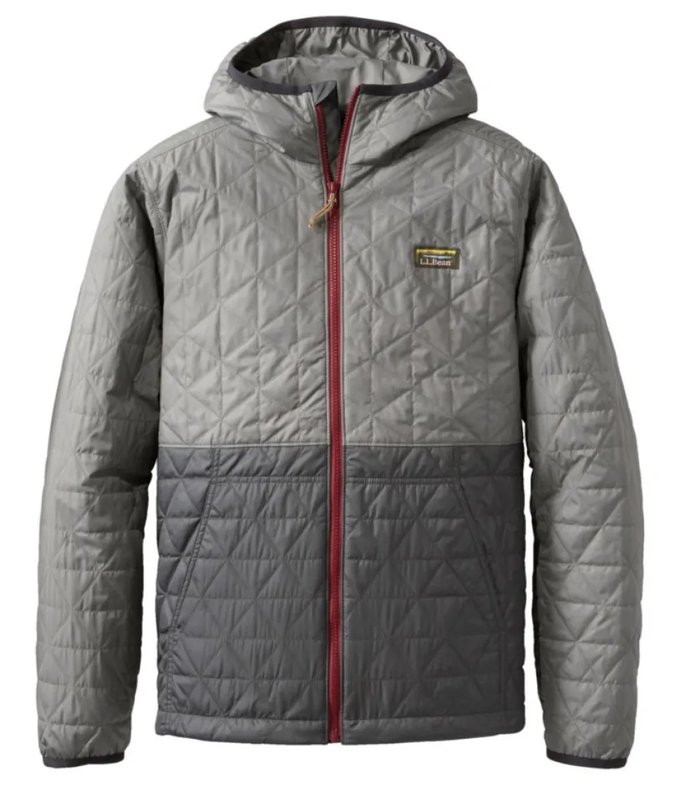 Discount L.L.Bean "Men's Katahdin Insulated Hoodie, Colorblock" Graphite/ShaleGray