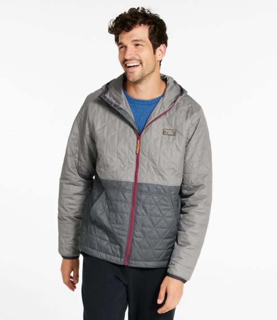 Discount L.L.Bean "Men's Katahdin Insulated Hoodie, Colorblock" Graphite/ShaleGray
