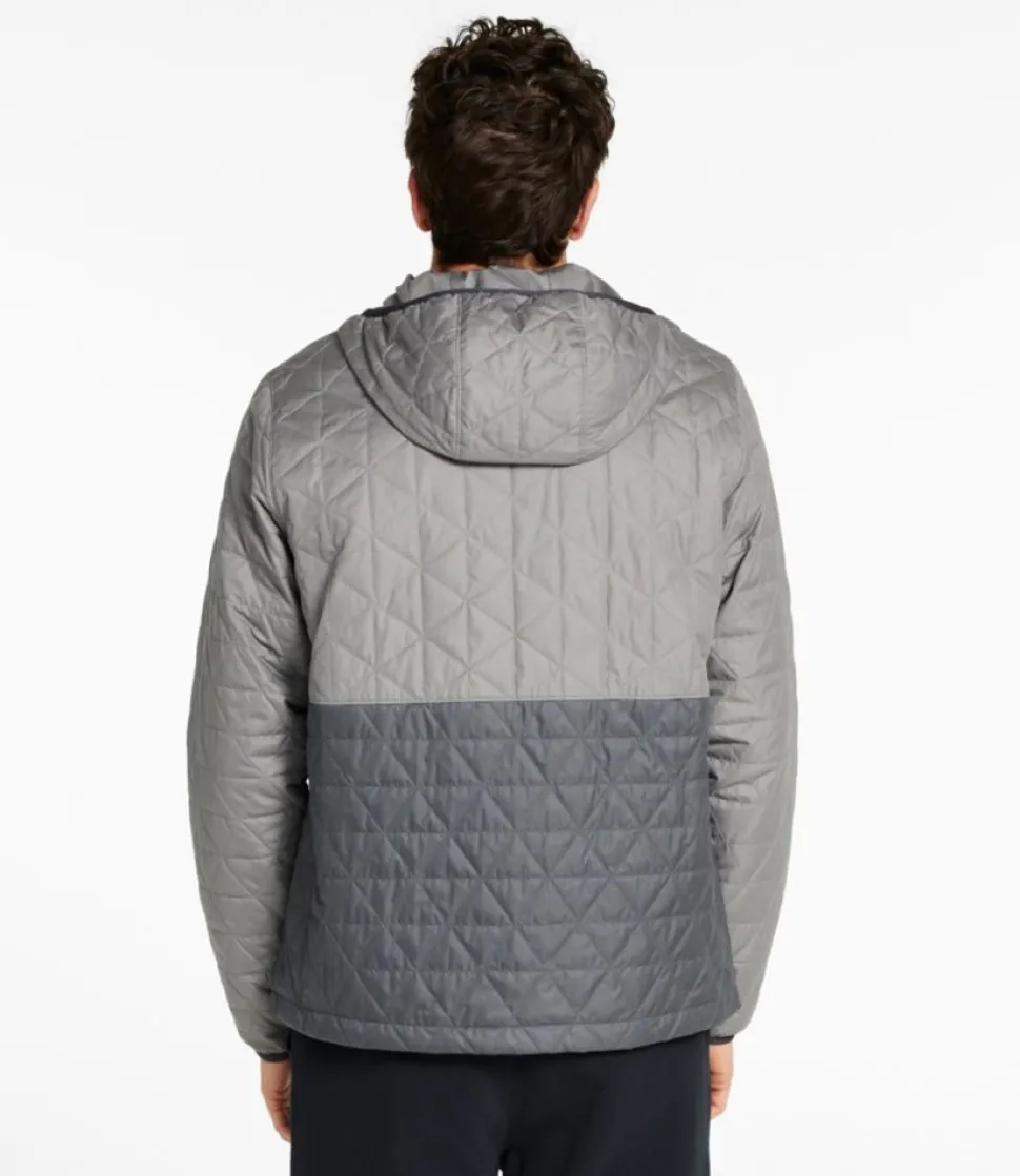 Discount L.L.Bean "Men's Katahdin Insulated Hoodie, Colorblock" Graphite/ShaleGray