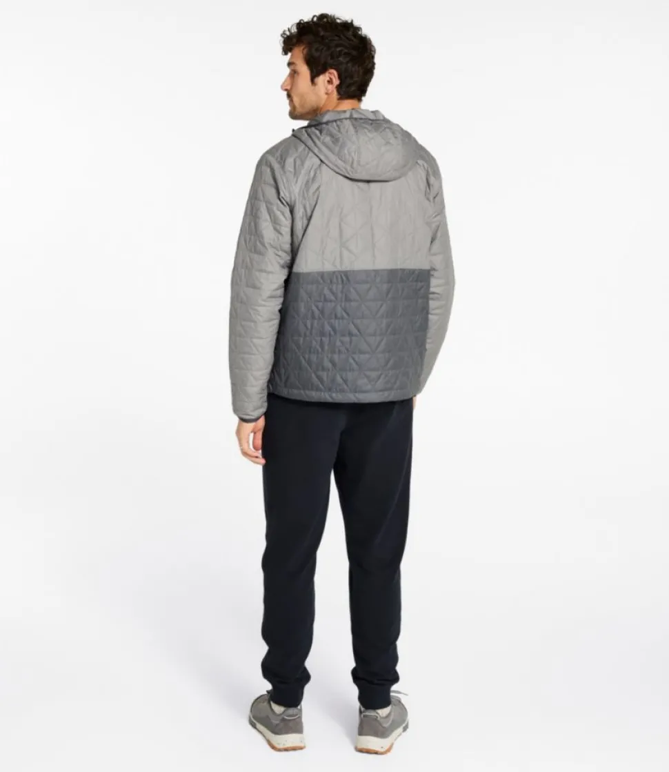 Discount L.L.Bean "Men's Katahdin Insulated Hoodie, Colorblock" Graphite/ShaleGray