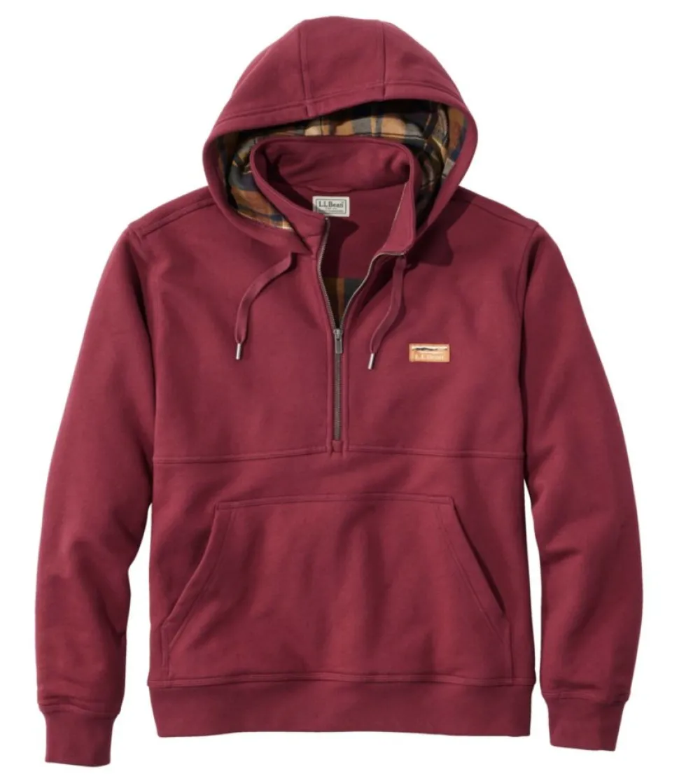 Sale L.L.Bean "Men's Katahdin Iron Works® Half-Zip Sweatshirt, Hooded, Flannel-Lined"